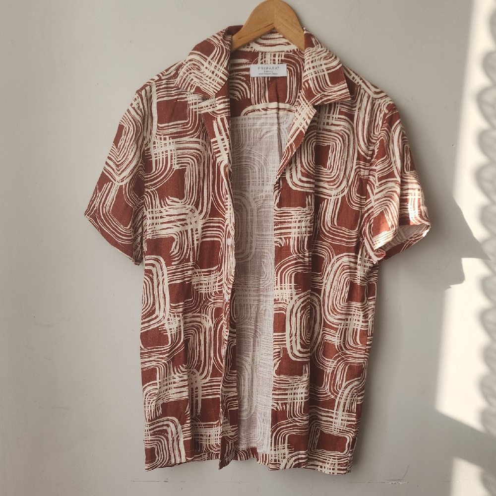 Primark Brown and Cream Geometric Shirt